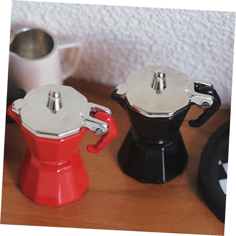 Miniature Dollhouse Coffee Pot Set 2Pcs Red Black Kitchen Prop Decoration - Image 4