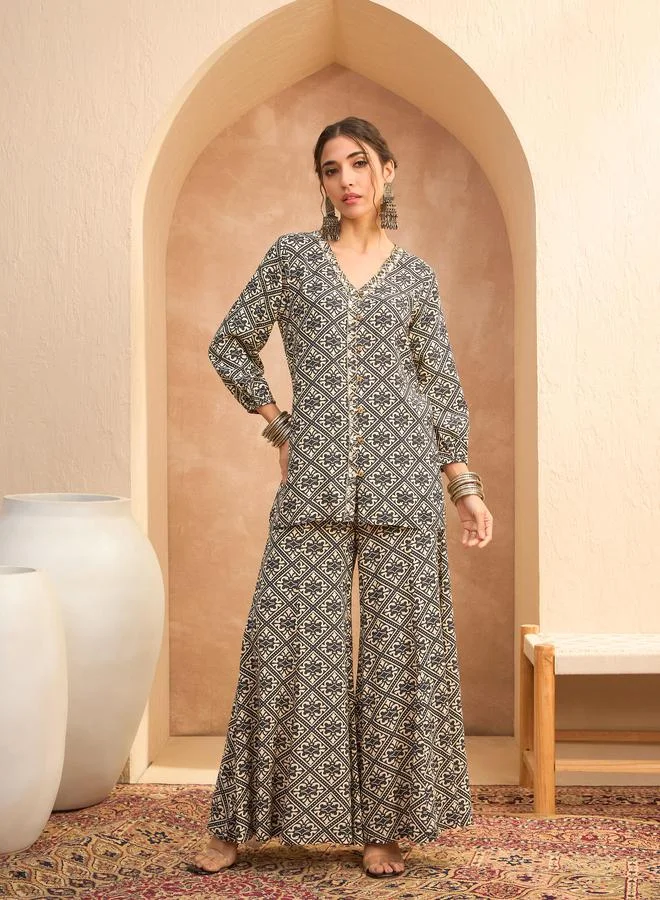 SASSAFRAS All Over Print Shirt and Palazzos Co-Ords