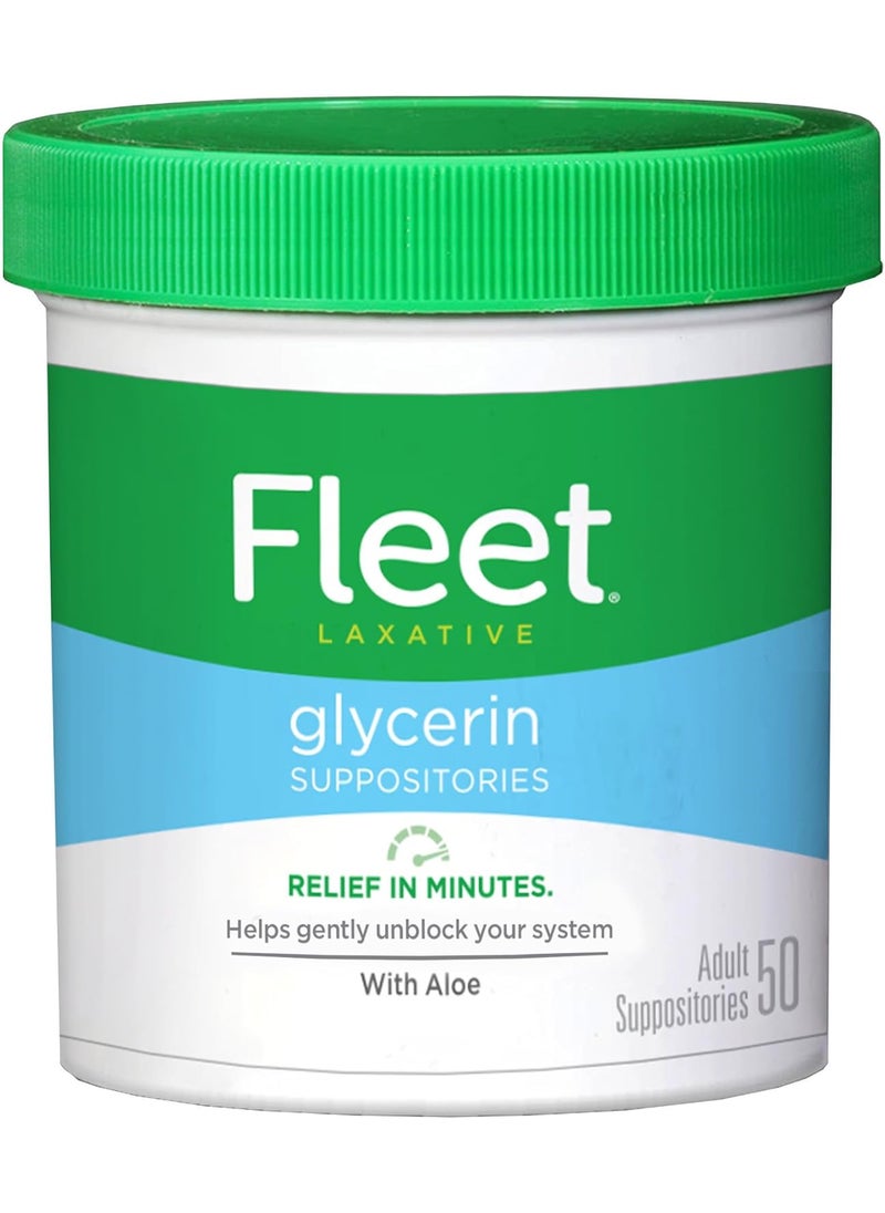 Fleet Fleet Laxative Glycerin Suppositories for Adult Constipation, Adult Laxative Jar Aloe vera, 50 Count 