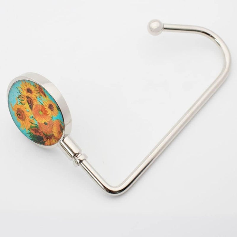 ROFLYER Purse Hook Hanger for Table Bar Long Handbag Hanger Bag Hanger with Velvet Pouch (Sunflower) - Image 3