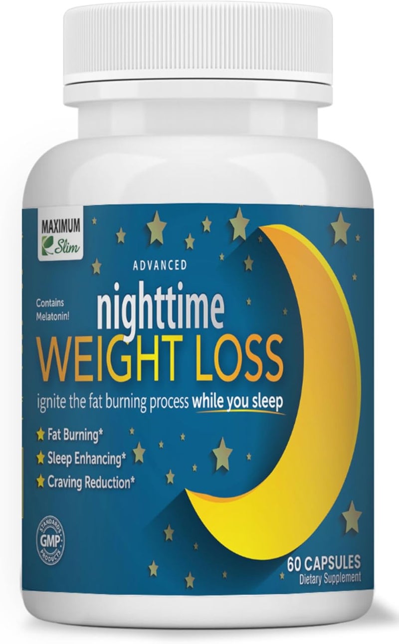 Maximum Slim Advanced Nighttime Fat Burning Weight Loss with African Mango Green Tea Resveratrol and Maqui BerryWill Help You Lose Weight While Sleeping and Maintain Sleep 60 Count - Image 1