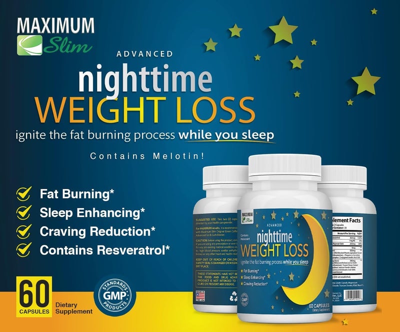 Maximum Slim Advanced Nighttime Fat Burning Weight Loss with African Mango Green Tea Resveratrol and Maqui BerryWill Help You Lose Weight While Sleeping and Maintain Sleep 60 Count - Image 5