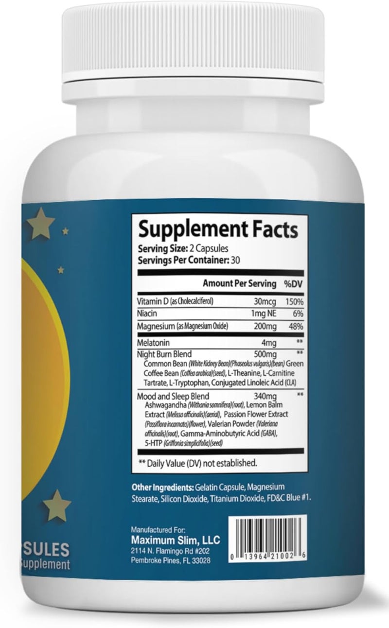 Maximum Slim Advanced Nighttime Fat Burning Weight Loss with African Mango Green Tea Resveratrol and Maqui BerryWill Help You Lose Weight While Sleeping and Maintain Sleep 60 Count - Image 3