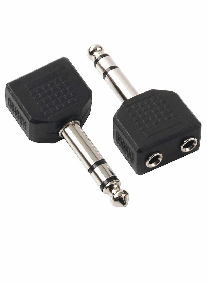 Excefore 6.35mm Male to Two 3.5mm Female Audio Heads, 6.35mm (1/4 Inch) M One-Two 3.5mm (1/8 Inch) F, Stereo Interconnect Audio Adapter - Image 1