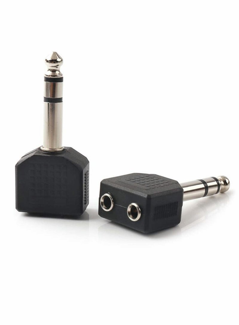 Excefore 6.35mm Male to Two 3.5mm Female Audio Heads, 6.35mm (1/4 Inch) M One-Two 3.5mm (1/8 Inch) F, Stereo Interconnect Audio Adapter - Image 2