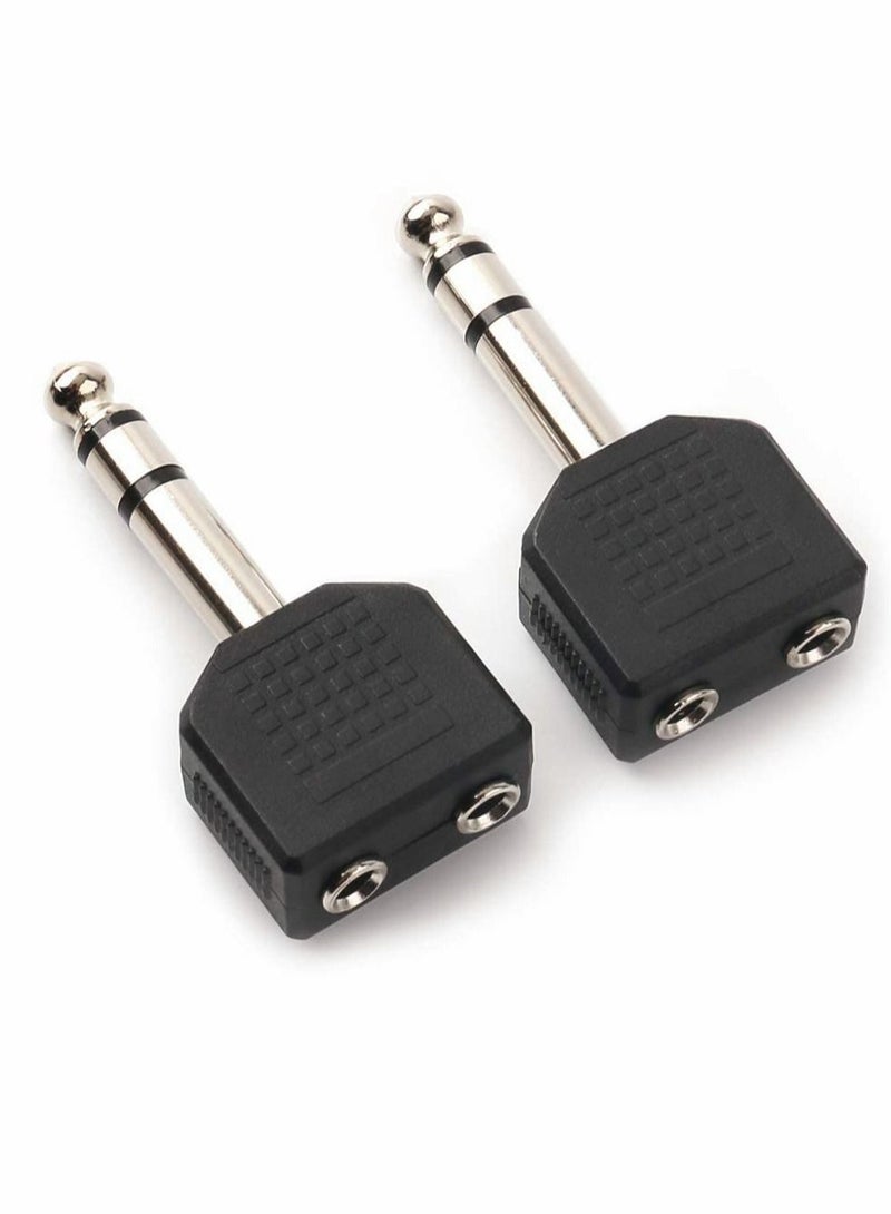 Excefore 6.35mm Male to Two 3.5mm Female Audio Heads, 6.35mm (1/4 Inch) M One-Two 3.5mm (1/8 Inch) F, Stereo Interconnect Audio Adapter - Image 5