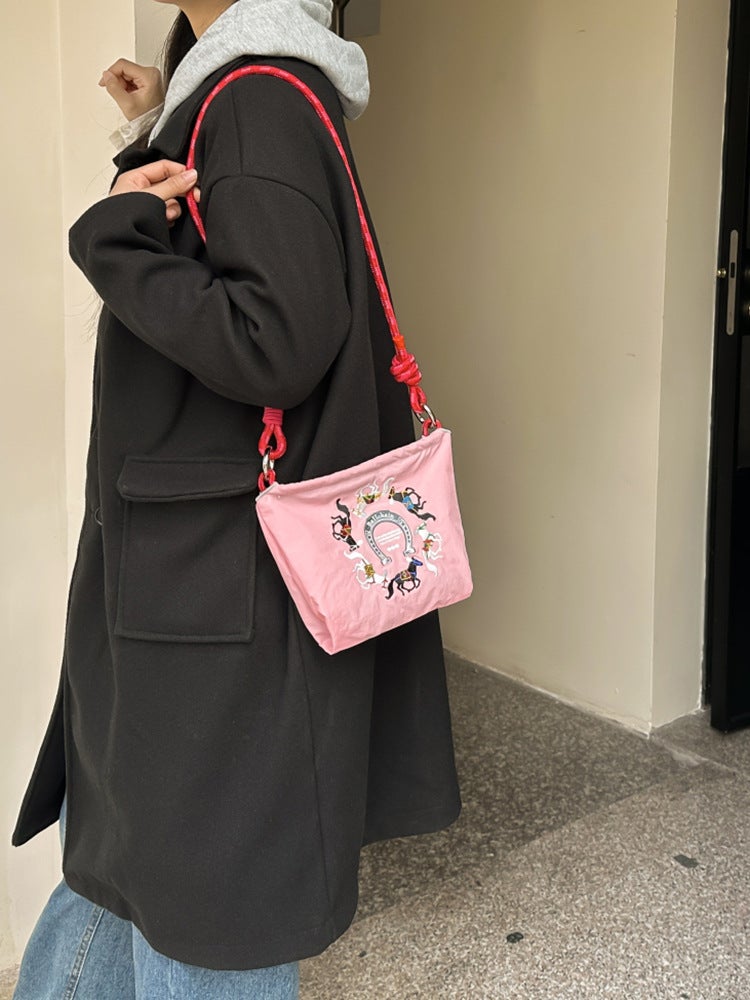 Japanese High-End All-Match Bucket Bag Fashion Crossbody Cloth Bag Niche Design Embroidery - Image 4