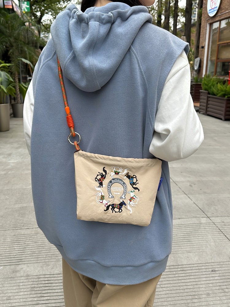 Japanese High-End All-Match Bucket Bag Fashion Crossbody Cloth Bag Niche Design Embroidery - Image 3