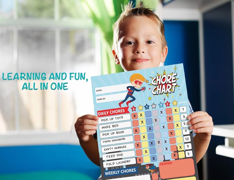 Inkdotpot Magnetic Dry Erase Weekly/Daily Chore Chart for Kids - Schedule Board, Reward and Good Behavior Chart With 2 Markers (Superhero) - Image 5
