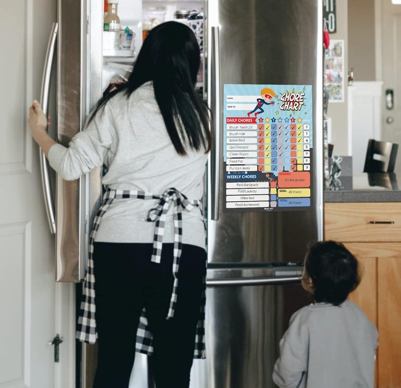 Inkdotpot Magnetic Dry Erase Weekly/Daily Chore Chart for Kids - Schedule Board, Reward and Good Behavior Chart With 2 Markers (Superhero) - Image 2