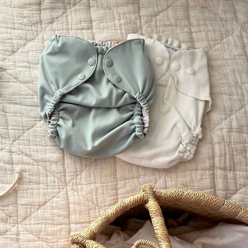 Esembly غطاء حفاضات قماش إيسمبلي - حفاضات سباحة قابلة لإعادة الاستخدام، مقاومة للماء، قابلة للتنفس - طبقة خارجية قابلة للتعديل فوق طبقة داخلية ماصة لحماية من الانفجارات - زجاج البحر، الحجم 2 (18-35 رطل) - Image 3