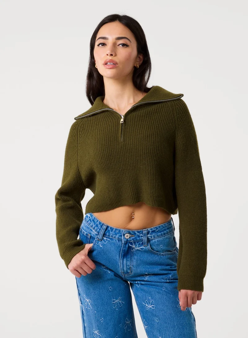 Pink Vanilla  Half Zip Knitted Jumper for Women | Best Price UAE