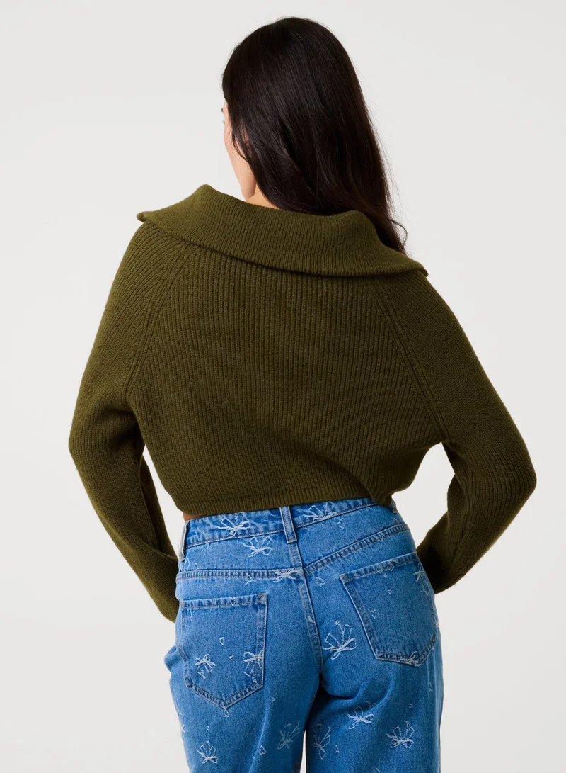 Pink Vanilla Half Zip Knitted Jumper