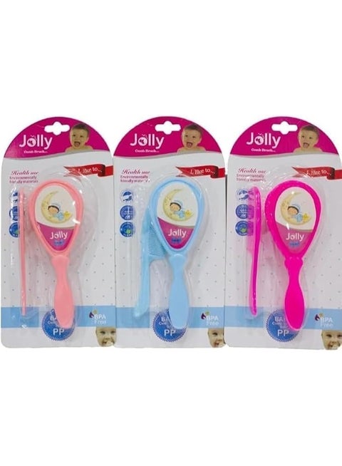 مجموعة فرشاة ومشط شعر الأطفال، شعيرات ناعمة، عبوة من قطعة واحدة، ألوان متنوعة