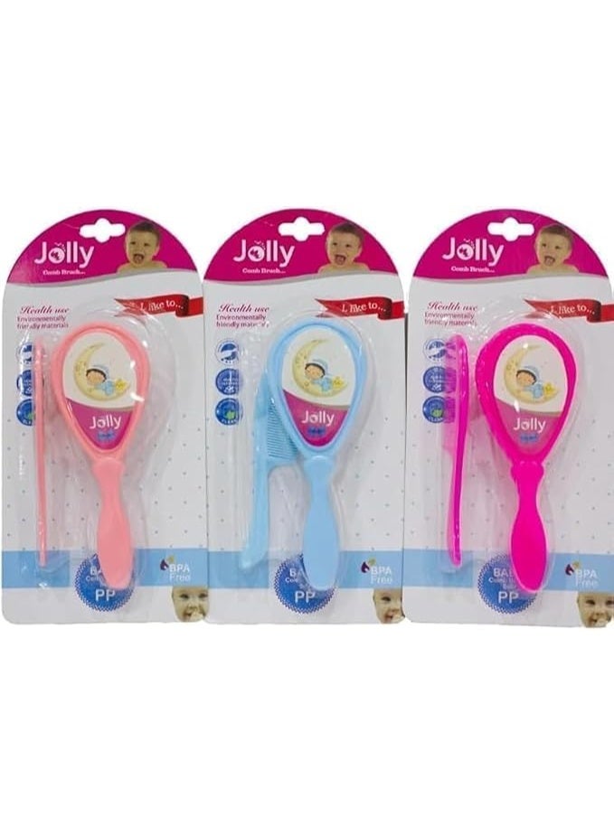 جولي مجموعة فرشاة ومشط شعر الأطفال، شعيرات ناعمة، عبوة من قطعة واحدة، ألوان متنوعة - Image 1