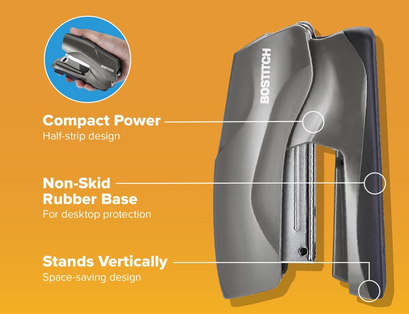 Bostitch Office Heavy Duty 40 Sheet Stapler with 1250 Staples & Claw Remover, Small Stapler Size, Fits into The Palm of Your Hand, Value Pack, Gray (B175-GRAY-VP) - Image 4