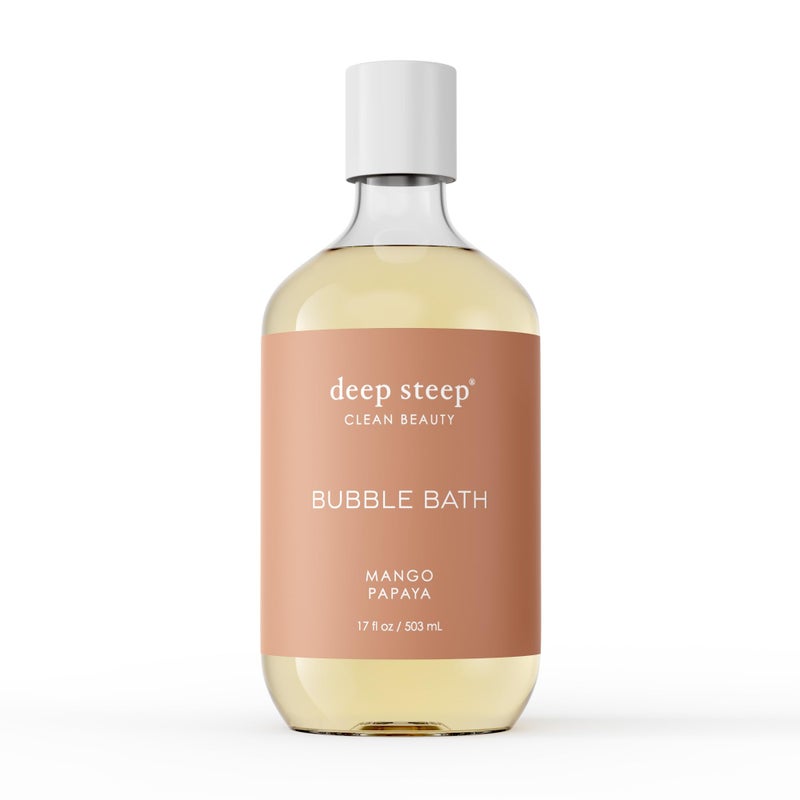 Deep Steep Bubble Bath, Mango Papaya 17 oz â€“ Hypoallergenic, Clinically Tested Soothing Soak with Shea Butter & Argan Oil â€“ Vegan, Sulfate-Free - Image 1