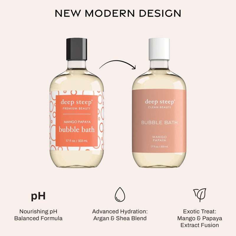 Deep Steep Bubble Bath, Mango Papaya 17 oz â€“ Hypoallergenic, Clinically Tested Soothing Soak with Shea Butter & Argan Oil â€“ Vegan, Sulfate-Free - Image 3