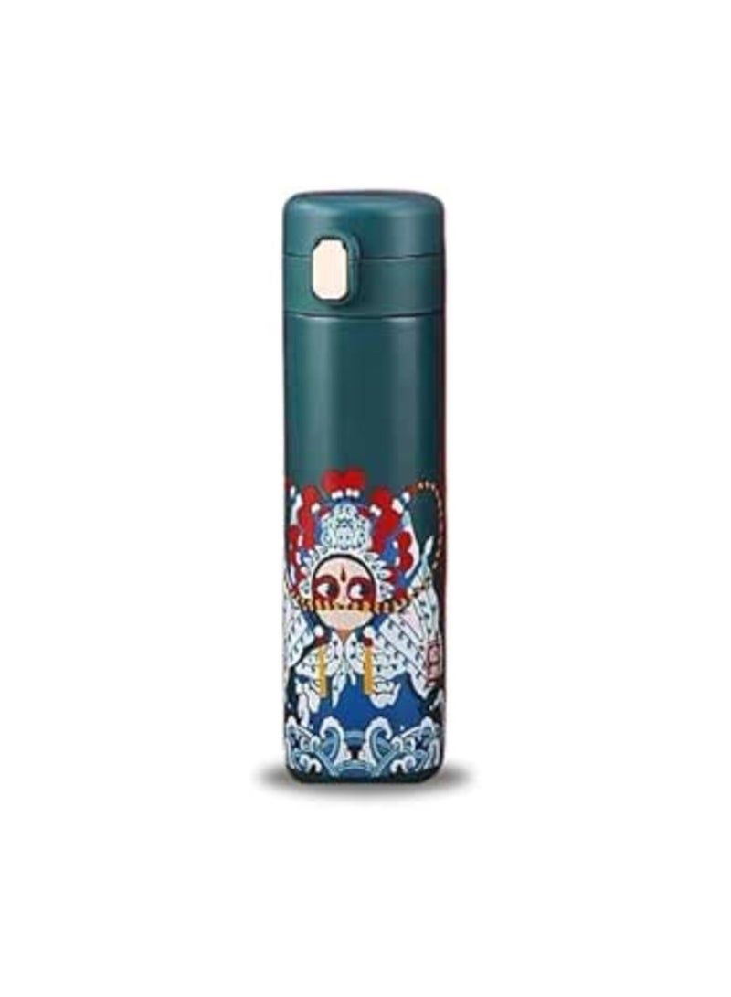 Insulated Thermal Water Bottle Double Wall Stainless Steel Vacuum Flask 500 ml with Lid and carrying ring- Green  - Image 1