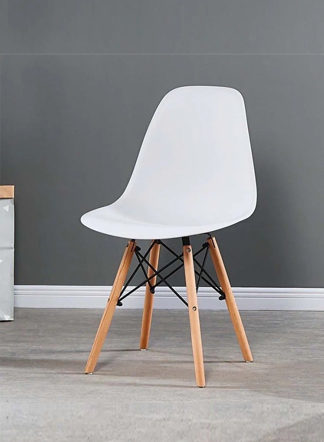 Plastic Office Chair with Wood Legs White 70x40x40cm - Image 1