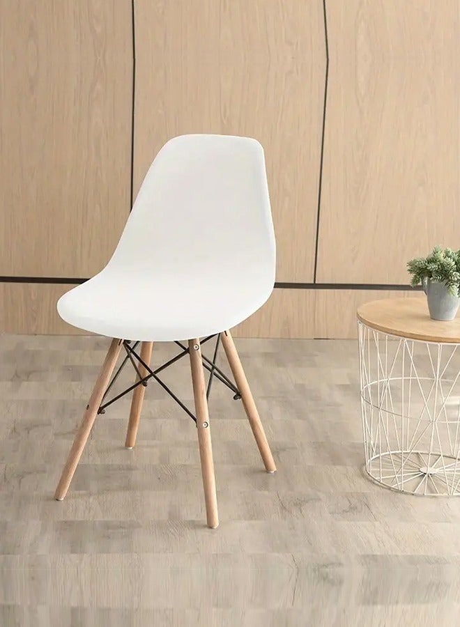 Plastic Office Chair with Wood Legs White 70x40x40cm - Image 2