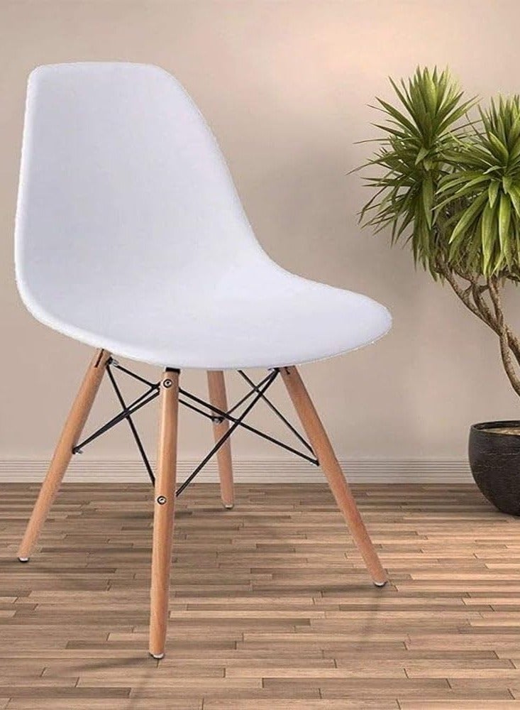Plastic Office Chair with Wood Legs White 70x40x40cm - Image 3