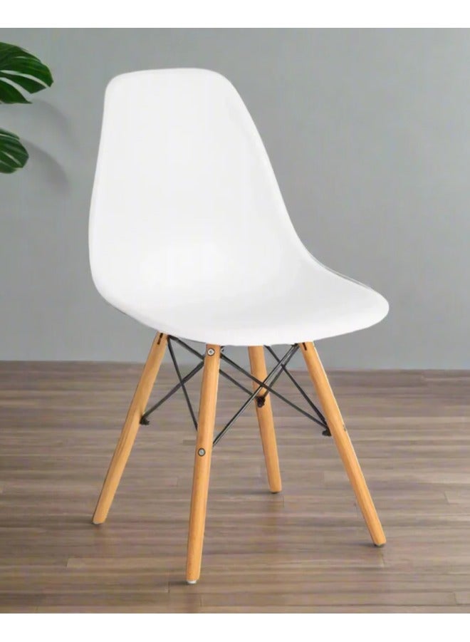 Plastic Office Chair with Wood Legs White 70x40x40cm - Image 4