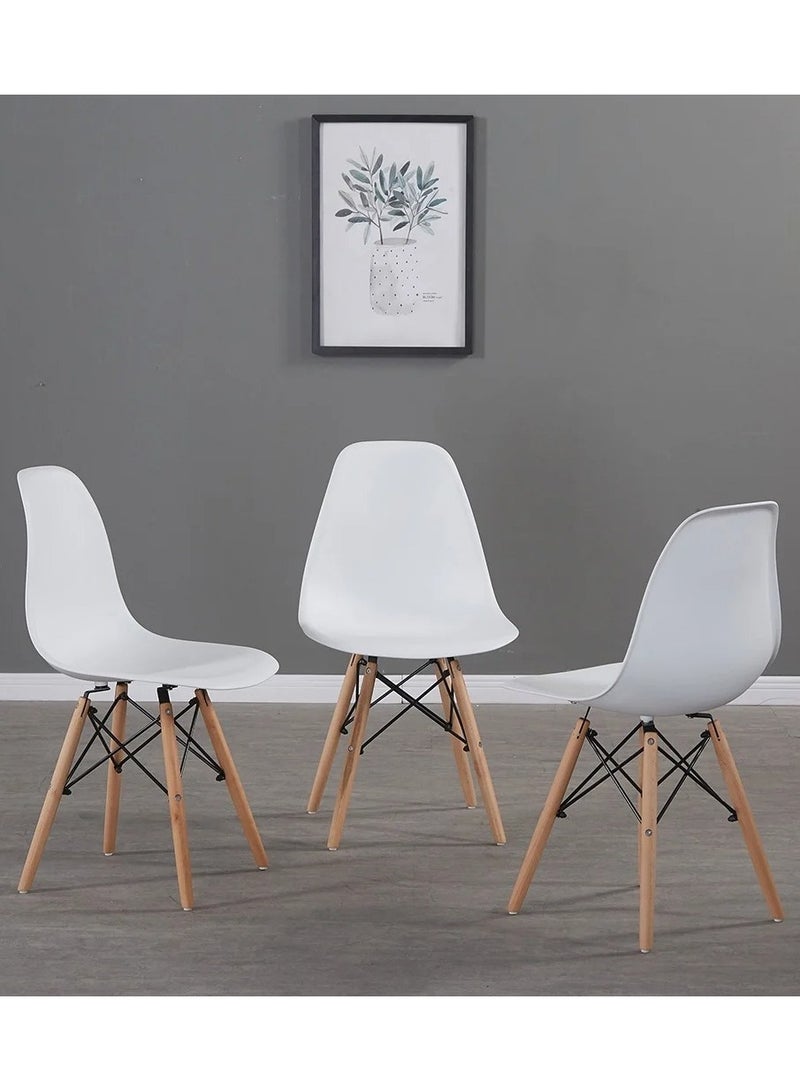 Plastic Office Chair with Wood Legs White 70x40x40cm - Image 5