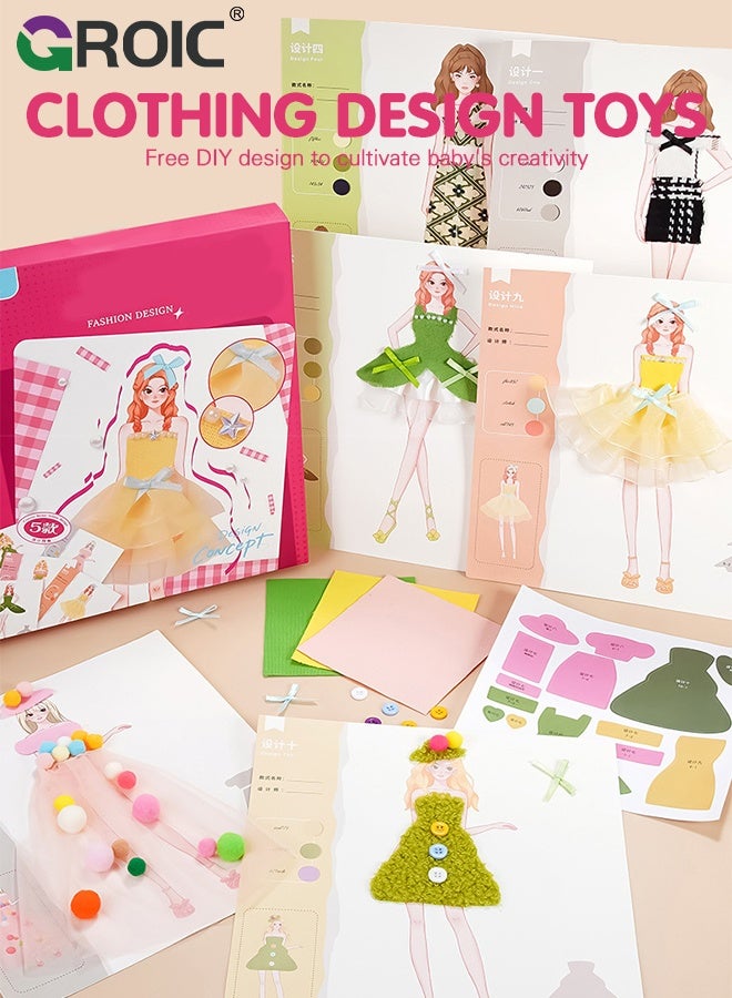 GROIC Princess DIY Fashion Design Kit for Girls No-Sew Clothing Creation Toy, Art Educational Gift for Kids Ages 6+ - Image 2