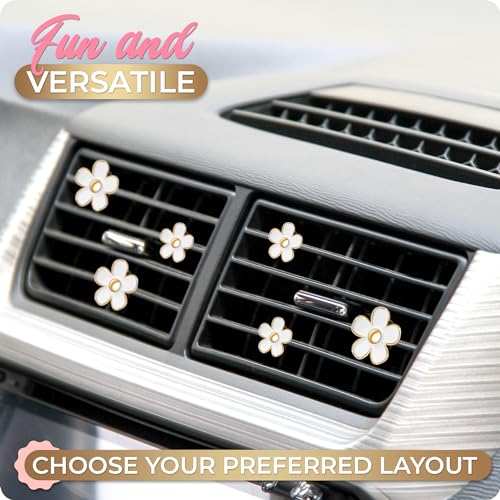 Zadin 6 Pieces Daisy Car Decoration Flower Air Vent Clip Air Conditioning Outlet Clip Air Freshener Clip Car Interior Decor Charm Colorful Interior Accessories for Girls Women - Image 4