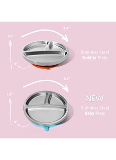 Avanchy Avanchy Baby Plates with Suction - Stainless Steel Divided Plates for Toddlers, BPA-Free, Dishwasher Safe, Unbreakable, Non-Toxic, 100% Silicone Suction - Orange  - Image 5