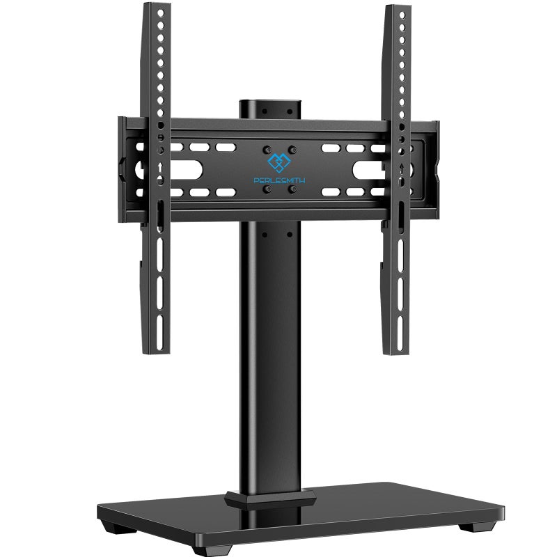 PERLESMITH Universal TV Stand, Table Top TV Stand for 32-60 inch TVs & Monitors, Height Adjustable TV Mount Stand Holds up to 88 lbs with Tempered Glass Base & Wire Management, VESA 400x400mm PSTVS04 - Image 1