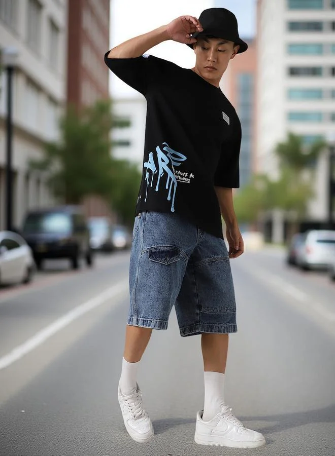 هوبرهولمي تيشيرت قطن أوفر سايز بطبعة سايبورغ للرجال