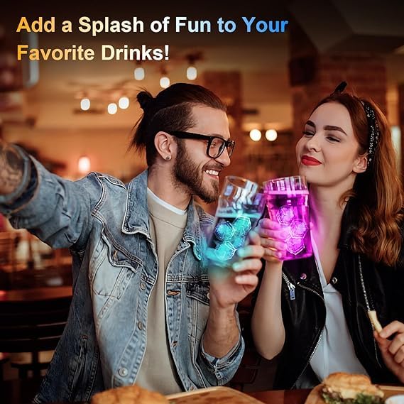 NIVAKINI NIVAKINI Light Up Ice Cubes Portable Multi Color Led Ice Cubes for Drinks with Changing Lights Waterproof Reusable Glowing Flashing Portable Ice Cube for Club Bar Party Wedding Decor  - Image 2