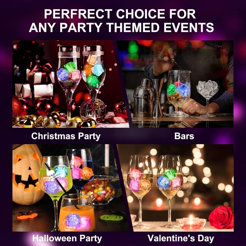 NIVAKINI NIVAKINI Light Up Ice Cubes Portable Multi Color Led Ice Cubes for Drinks with Changing Lights Waterproof Reusable Glowing Flashing Portable Ice Cube for Club Bar Party Wedding Decor  - Image 4
