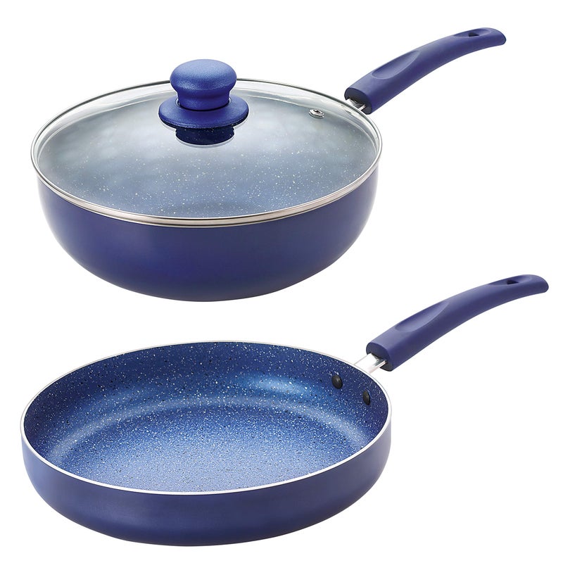 Nirlon Bling Induction Base Non Stick Aluminium 3 Piece Pots and Pan Set {1 Fry Pan 240mm - 1.5 Liter|1 Kadhai 240mm - 3 Liter|1 Glass Lid} - Image 1