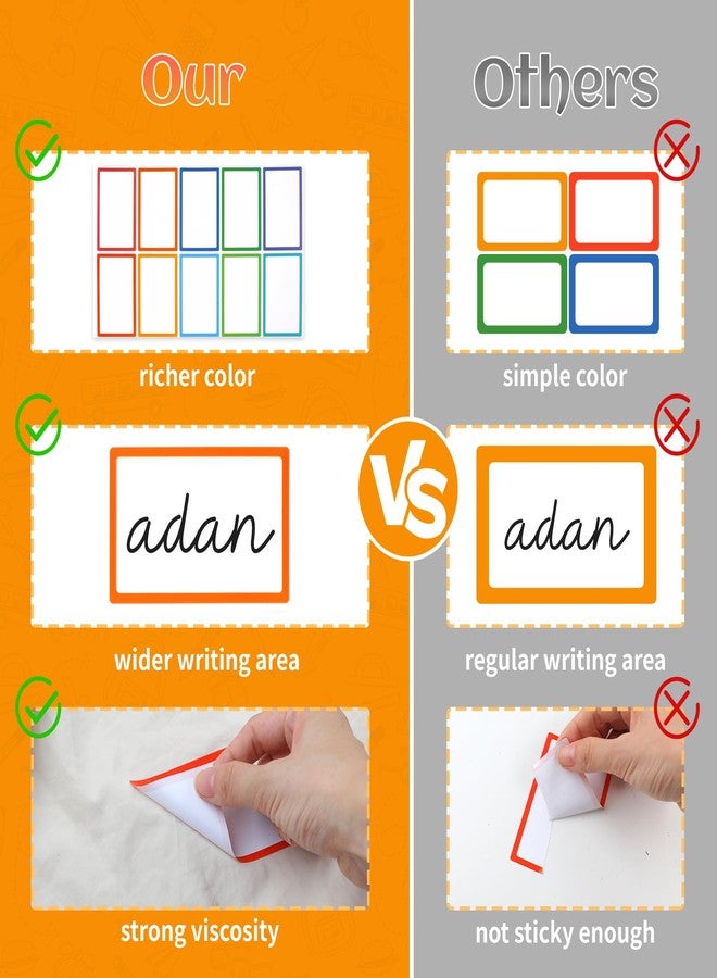 Utron 500Pcs Name Labels, 3.5x2.25 inch Blank Nametags, Sticky Name Tags for Whiteboards Locker Fridge School Office Home 10 Colors - Image 3