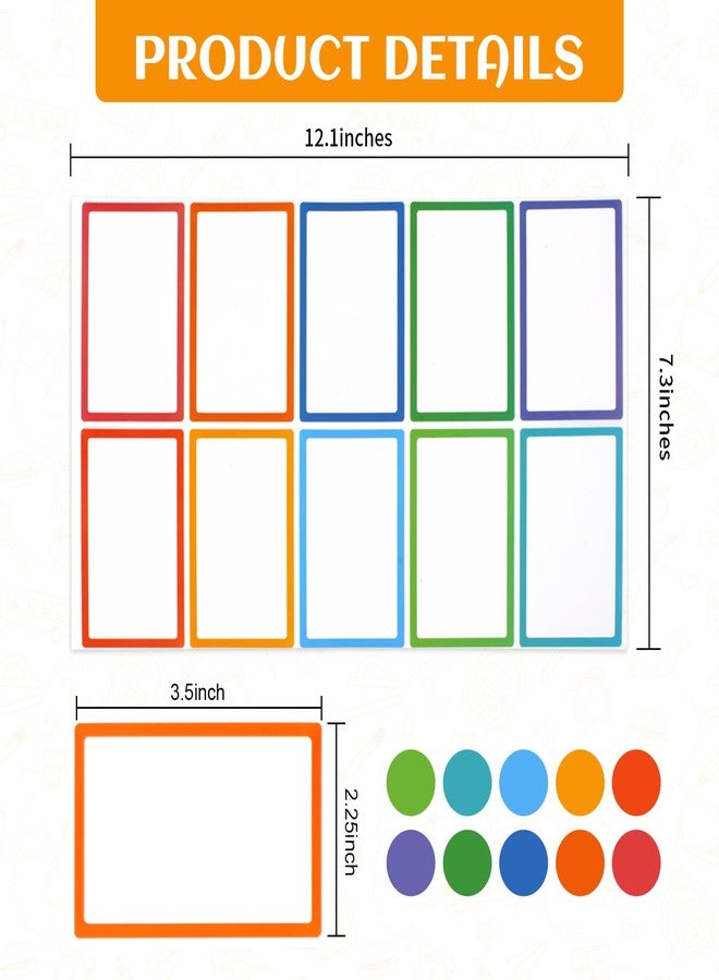 Utron 500Pcs Name Labels, 3.5x2.25 inch Blank Nametags, Sticky Name Tags for Whiteboards Locker Fridge School Office Home 10 Colors - Image 2