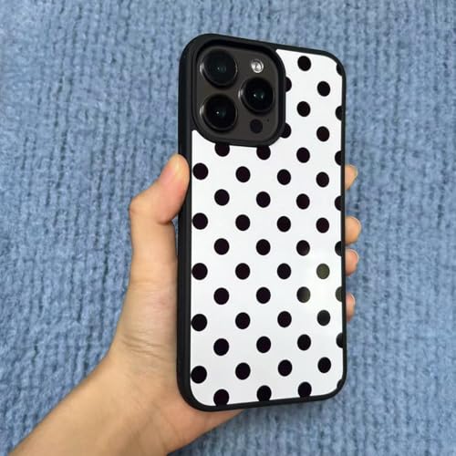 GOKAR Polka Dot Phone Case Retro Cute Aesthetic Vintage Classic Phone Case Compatible with for iPhone 16, White-Black - Image 4