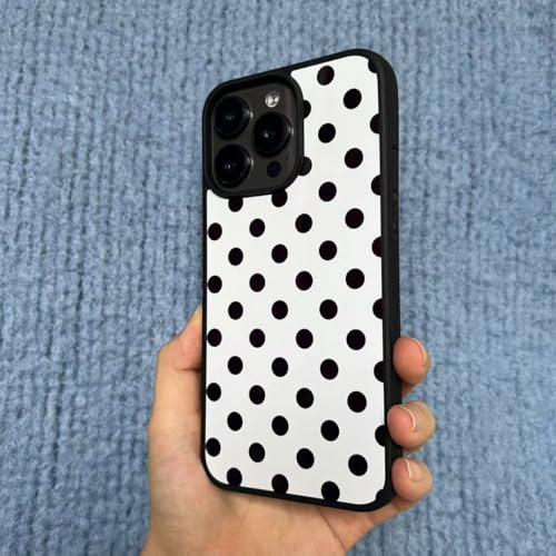 GOKAR Polka Dot Phone Case Retro Cute Aesthetic Vintage Classic Phone Case Compatible with for iPhone 16, White-Black - Image 5