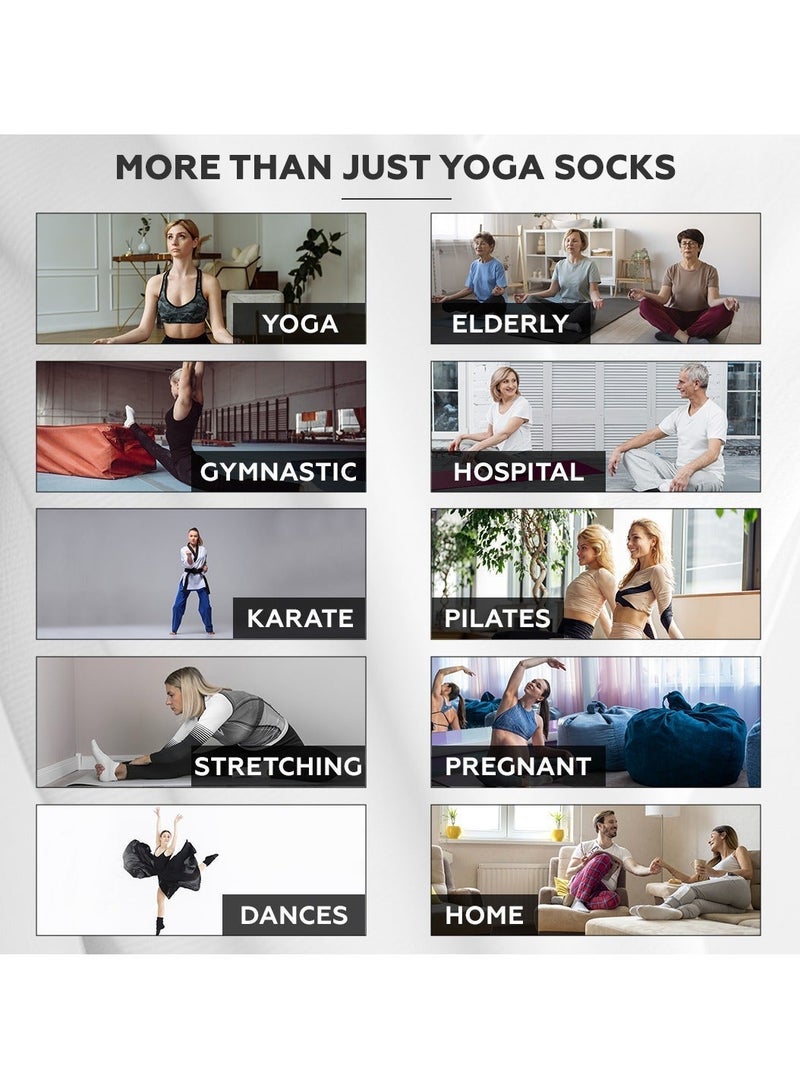 Bernessi 6 Pairs Non-Slip Yoga Socks Set For Women 2 Designed 3 Colors, Barre Elastic Workout Pilates Yoga Socks For Yoga Sports Gym Home Barefoot Exercises Dance Ballet - Image 3