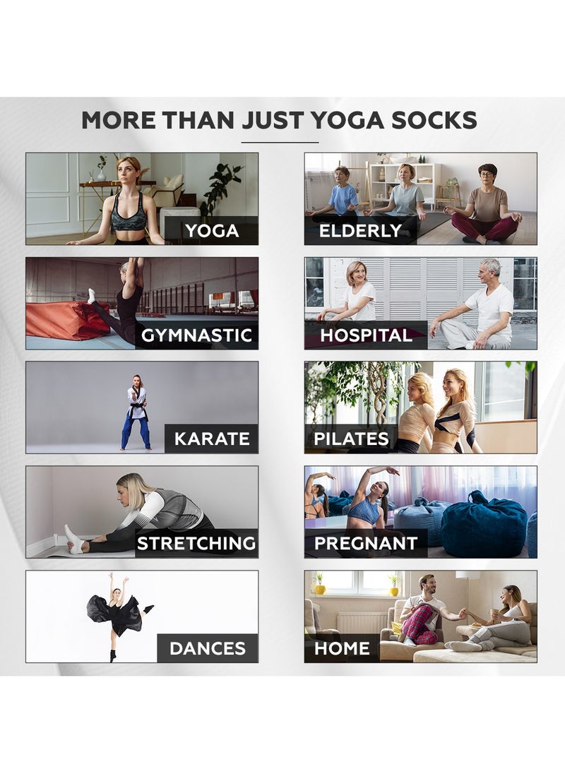 Bernessi 6 Pairs Non-Slip Yoga Socks Set For Women 2 Designed 3 Colors, Barre Elastic Workout Pilates Yoga Socks For Yoga Sports Gym Home Barefoot Exercises Dance Ballet  - Image 3