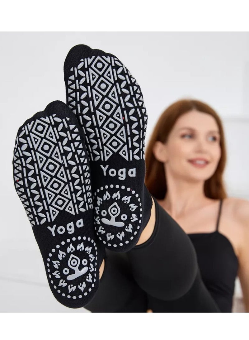 6 Pairs Non-Slip Yoga Socks Set For Women 2 Designed 3 Colors, Barre Elastic Workout Pilates Yoga Socks For Yoga Sports Gym Home Barefoot Exercises Dance Ballet