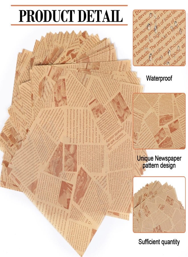 Epakh 600 Pcs Deli Wax Paper Sheets for Food Newspaper Sandwich Wrapping Paper Baking Newsprint Food Picnic Greaseproof Basket Liners Wax Wrapping Tissue(Brown,9.8 x 9.8 Inch) - Image 5