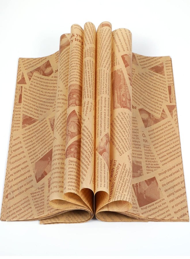 Epakh 600 Pcs Deli Wax Paper Sheets for Food Newspaper Sandwich Wrapping Paper Baking Newsprint Food Picnic Greaseproof Basket Liners Wax Wrapping Tissue(Brown,9.8 x 9.8 Inch) - Image 1