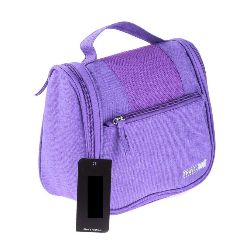 CONNECTWIDE Hanging Travel Toiletry Bag for Men and Women Makeup Bag Cosmetic Bag Bathroom and Shower Organizer Kit Leak Proof Purple - Image 3