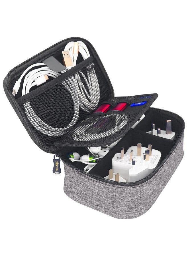 sisma Electronics Cords Organizer Tech Accessories Storage Case Travel Small Carrying Bag for Charging Cables Adapter USB Plugs Power Cord Leads - Grey 1680d - Image 4