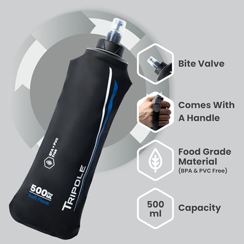 Tripole Hydration & Water Soft Flask for Running and Cycling | 500 mL (Black) - Image 3