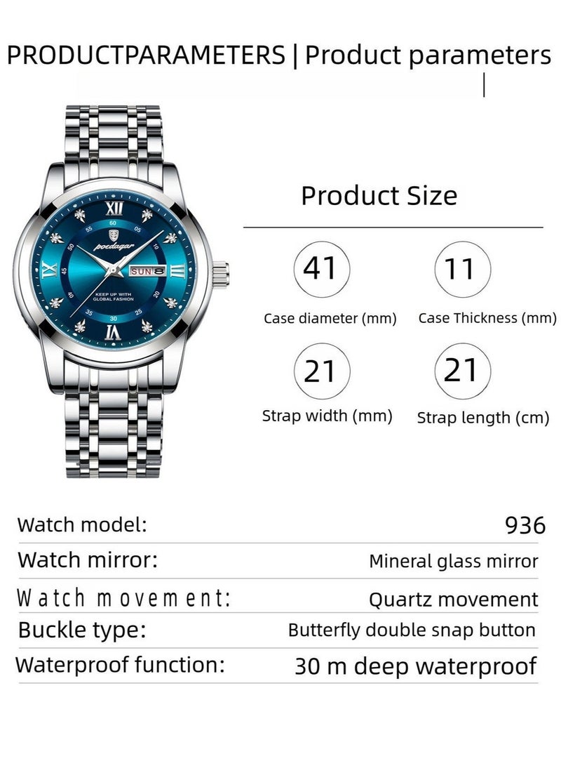 POEDAGAR Watches for Men ,Waterproof Luminous Men's Watch Quartz-Case 41mm - Image 2