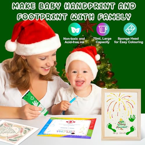 Sortnic Baby Hand and Footprint Paint with Sponge Head, 2.54 fl oz, Non-Toxic & Acid-Free, Washable Baby Safe Paint for Newborn Keepsakes, Dog Nose & Paw Prints, Ideal New Mom Gift - Green - Image 3